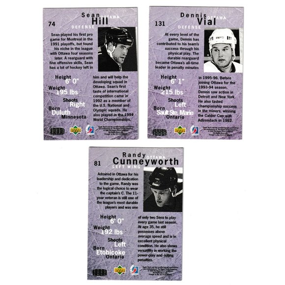 Lot Of 3 Upper Deck Be A Player Ottawa World Champion Hockey Collectible Trading - Picture 4 of 8